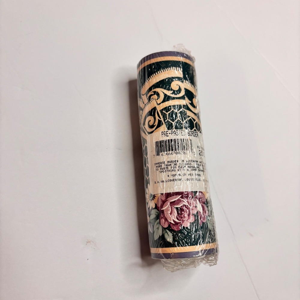 Grandma core Cottage  Vintage Pre-Pasted Wallpaper Border Floral Green Gold  4yd